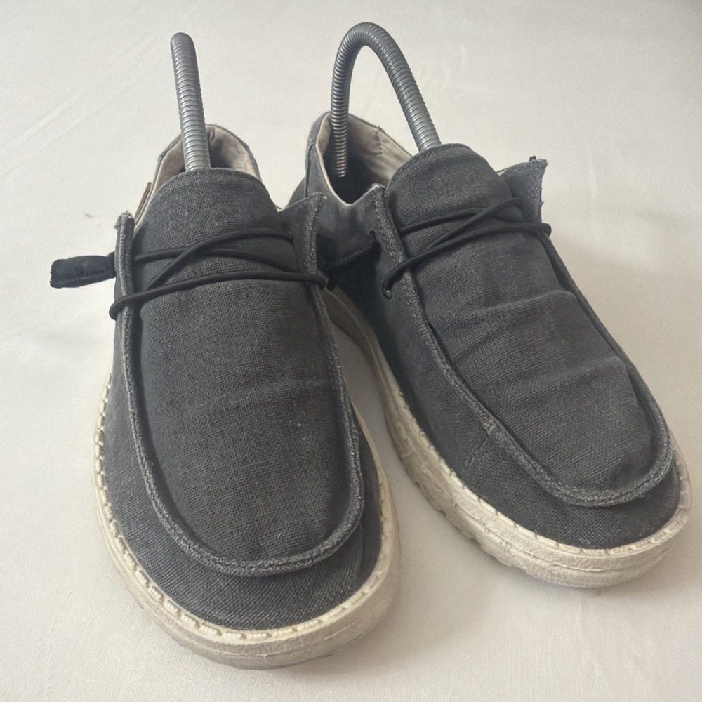 Hey Dude Loafers Women 7 M Wendy Holiday Sparkle Shoes Gray Canvas‎ Lace Slip On - Picture 14 of 16